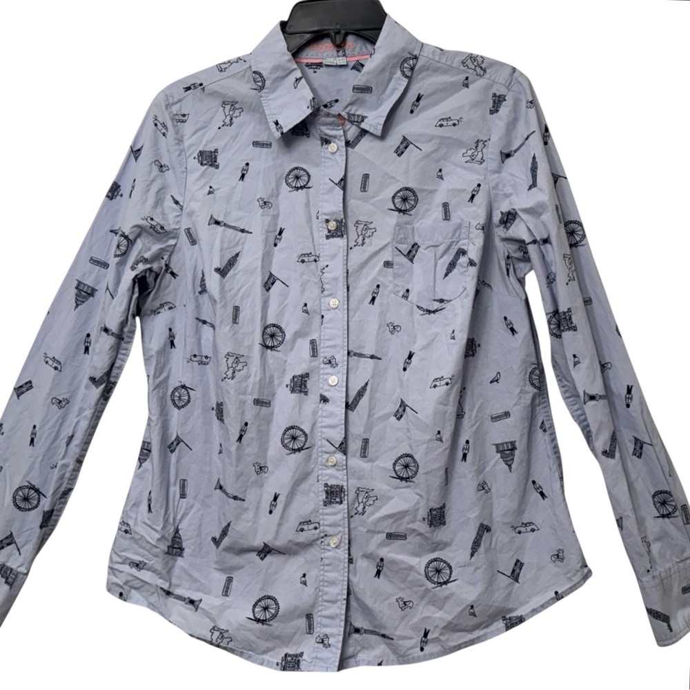 Boden Blue London City Printed Button Up Shirt